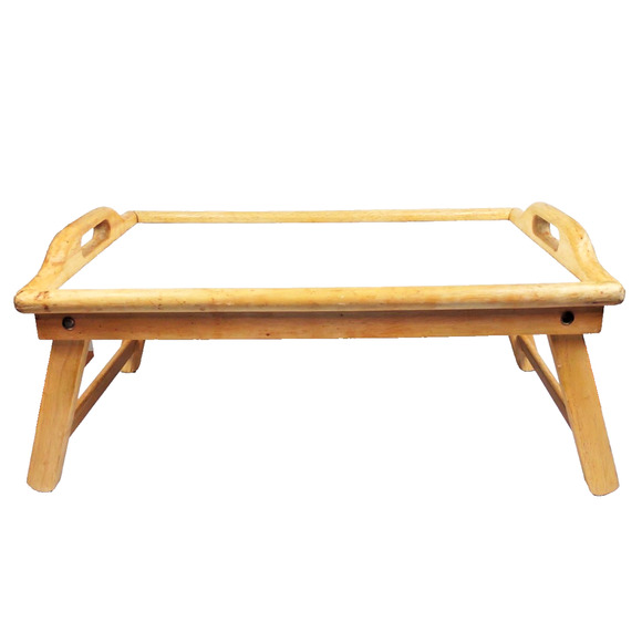 Vintage Folding Wood Serving Bed Lap Tray 22" x 14" Breakfast TV Snack Tray - Picture 1 of 9